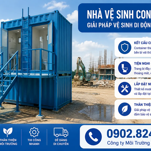 Nhà Vệ Sinh Container Có Bể Phốt — Giải Pháp Tự Xử Lý Nước Thải, Không Cần Đấu Nối Hệ Thống Ngoài
