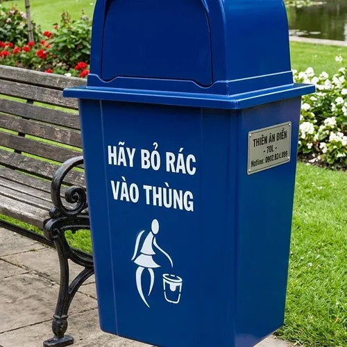 Thùng Rác Công Viên Composite 70L Chân Đứng Cao Cấp | Bền Đẹp, Giá Rẻ