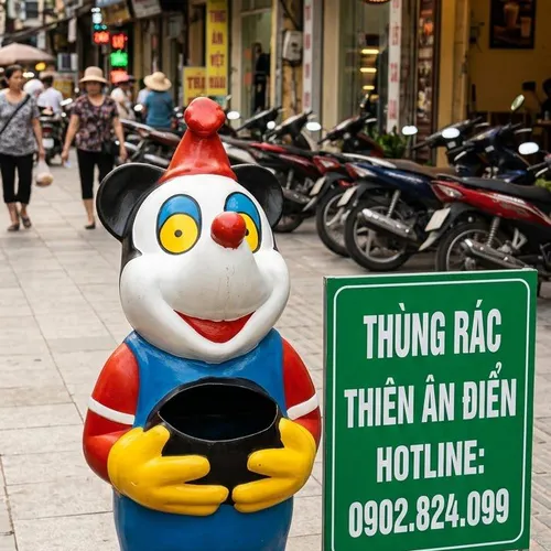 Thùng Rác Hình Con Thú Composite: Mẫu Chuột Mickey Sống Động, Giá Rẻ