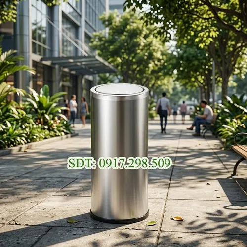 THÙNG RÁC INOX NẮP LẬT TỰ CÂN BẰNG – TIỆN LỢI, NGĂN MÙI CHO VĂN PHÒNG