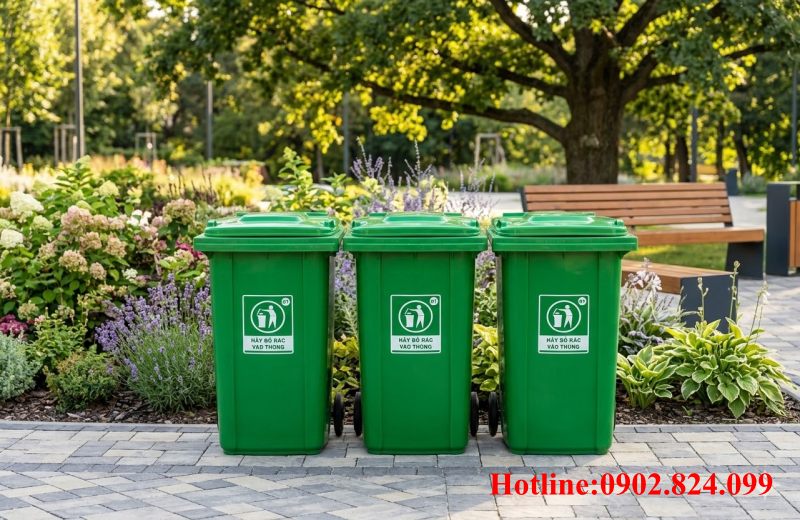 Thùng rác 120 lít nhựa HDPE