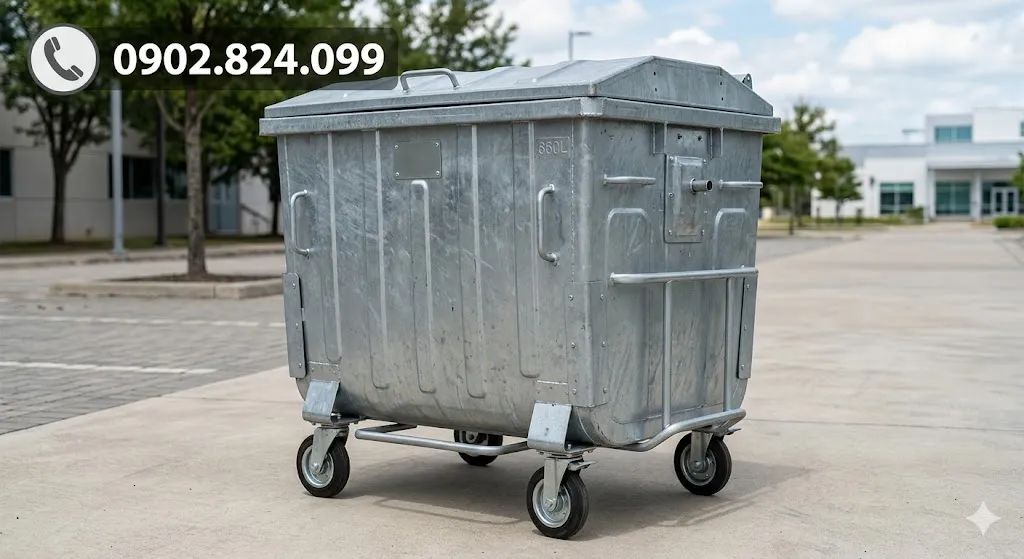 Thùng rác 660 lít bằng tôn