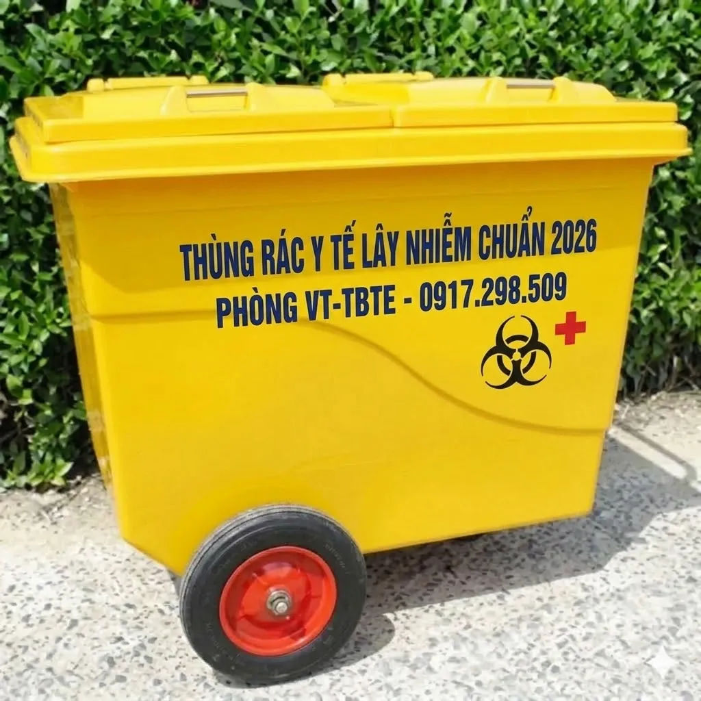 Thùng rác 660 lít màu vàng y tế bệnh viện