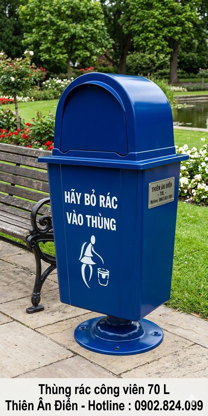 thùng rác công viên 70 lít có chân đứng