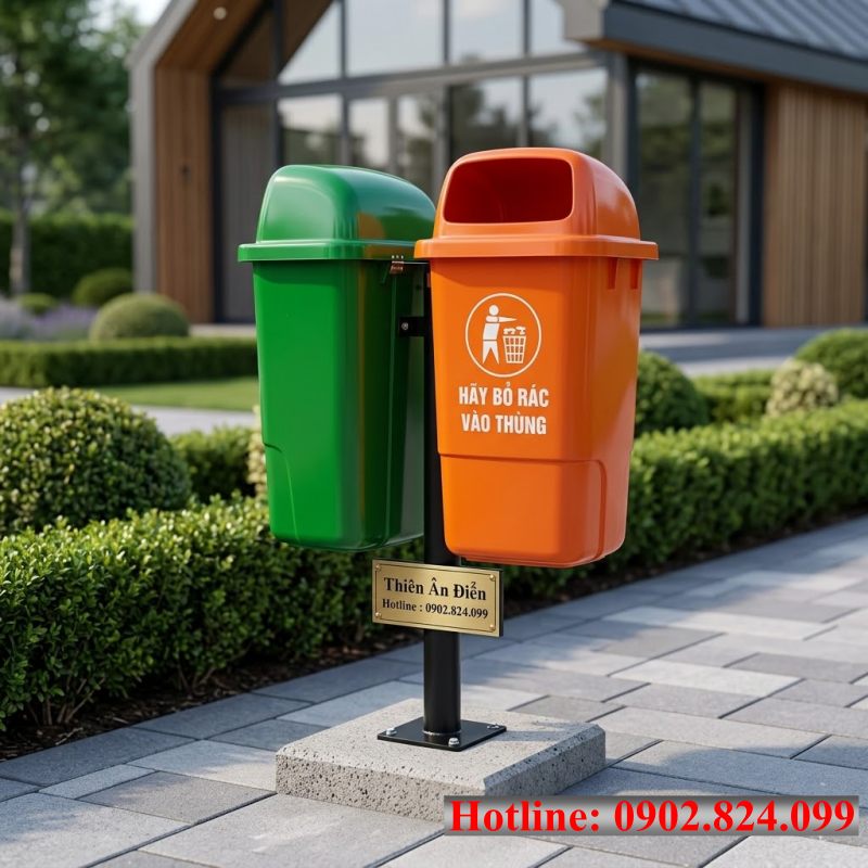 thùng rác đôi ngoài trời