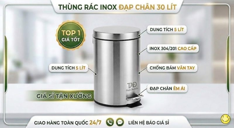thùng rác inox cỡ lớn