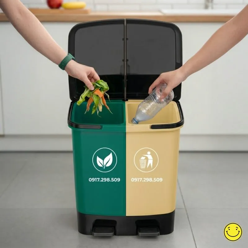thùng rác nhựa pp 2 ngăn