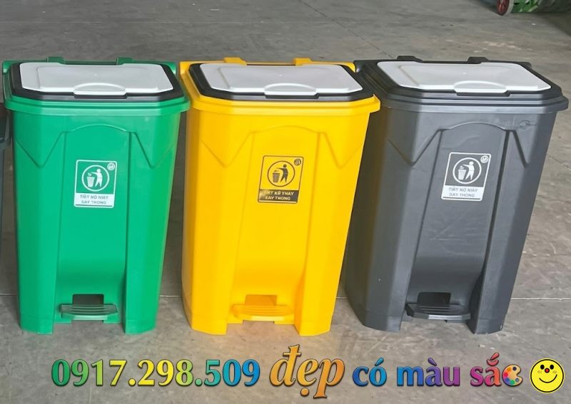 thùng rác nhựa 90 lít đạp chân