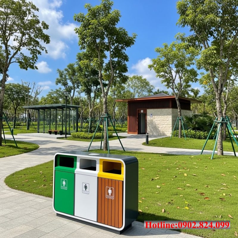 thùng rác phân loại 3 ngăn