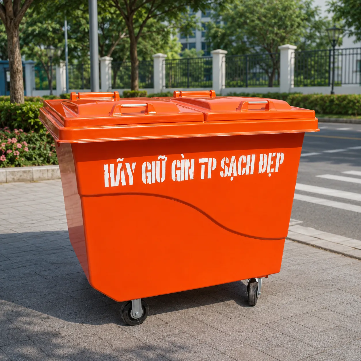 xe đẩy rác 660 lít