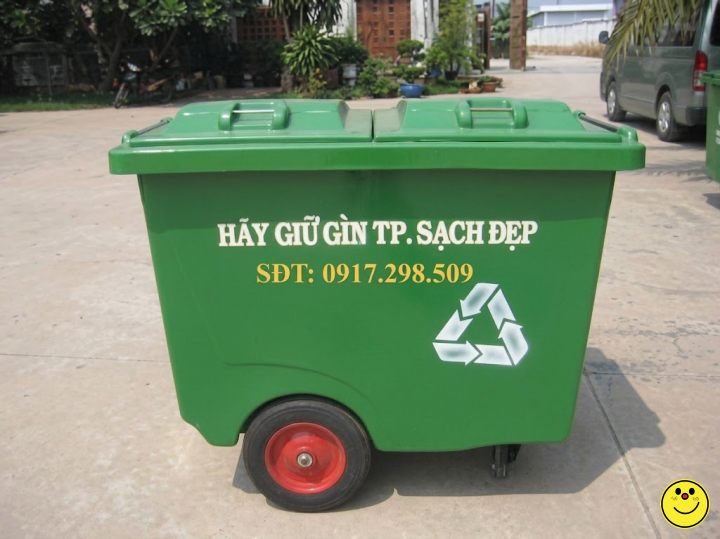 Xe thu gom rác 660 lít composite