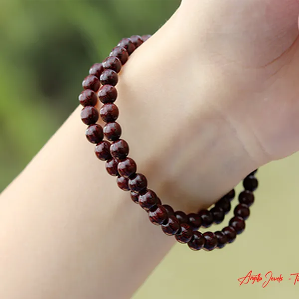 VÒNG TIỂU DIỆP TỬ ĐÀN ẤN ĐỘ 6MM X 54 HẠT KIM SA KÍN HẠT HIẾM