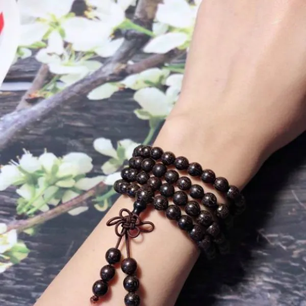 Vòng tử đàn ấn độ 6mm x 108 hạt đen Tím Hiếm