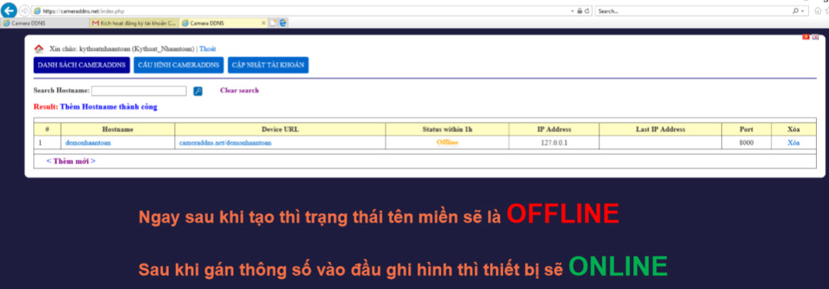 Tạo tên miền CAMERADDNS 2.0 Cho đầu ghi hình HIKVISION và camera IP Hikvision
