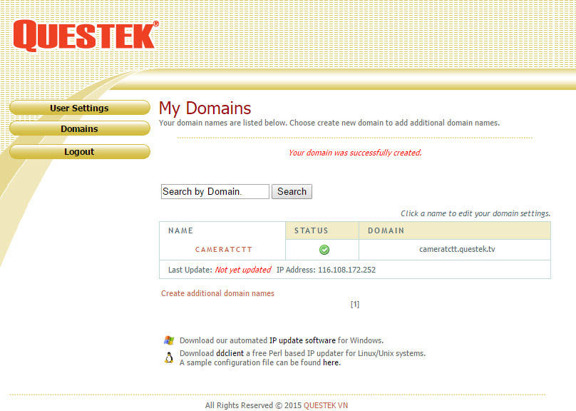 Hướng dẫn cài đặt tên miền miễn phí trên đầu ghi Questek
