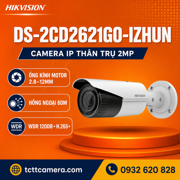 Camera IP HD hồng ngoại 2 Megapixel Hikvision DS-2CD2621G0-IZSHUN