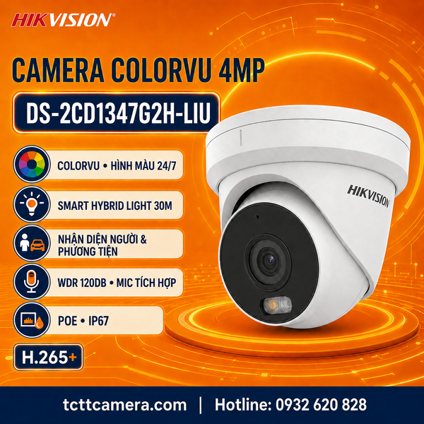 Camera ColorVu đèn kép 4MP Hikvision DS-2CD1347G2H-LIU