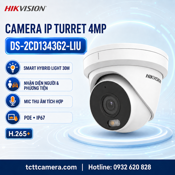 Camera Turret IP 4MP đèn kép Hikvision DS-2CD1343G2-LIU