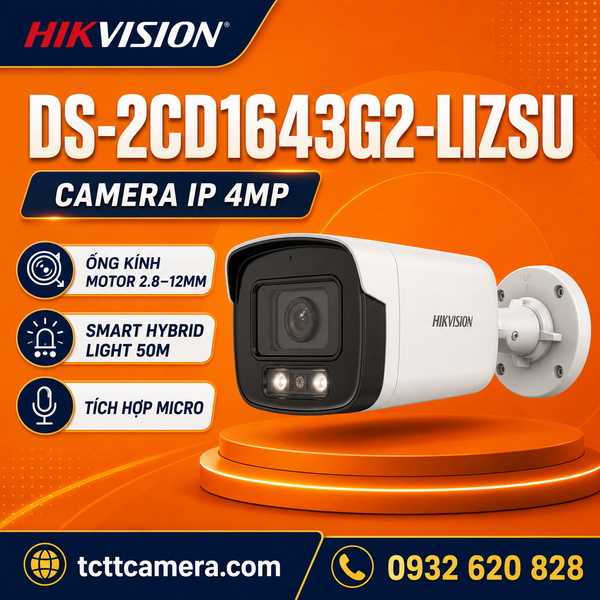 Camera Dome zoom IP đèn kép Hikvision DS-2CD1643G2-LIZSU