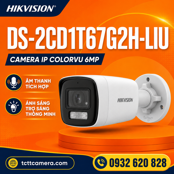 Camera ColorVu đèn kép 6MP Hikvision DS-2CD1T67G2H-LIU
