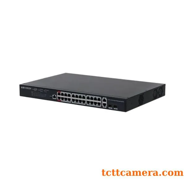 Switch PoE 24 port (hỗ trợ 2 cổng quang) All-Gigabit Layer 2+ managed Kbvision KX-CSW24-PFG-230