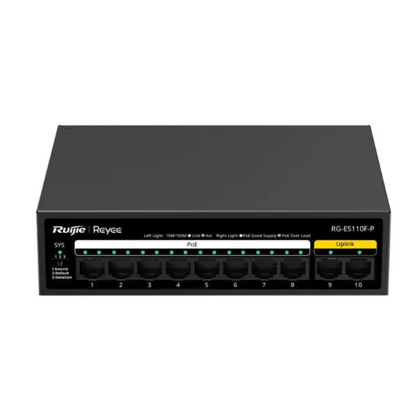 Unmanaged Switch 8 Cổng PoE/PoE+ Ruijie RG-ES110F-P