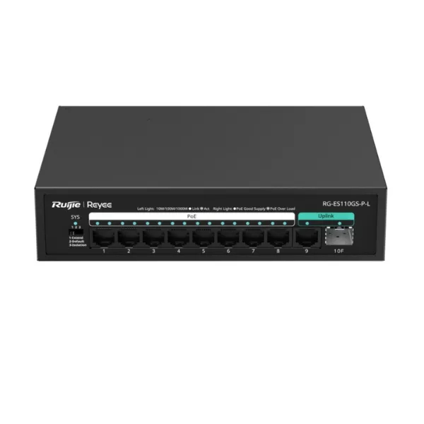 Unmanaged Switch 8 Cổng PoE/PoE+ Ruijie RG-ES110GS-P-L