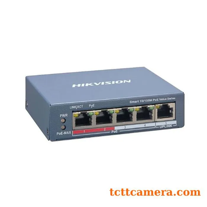 Switch PoE 4 ports quản lý qua cloud Hikvision DS-3E1105P-EI/M