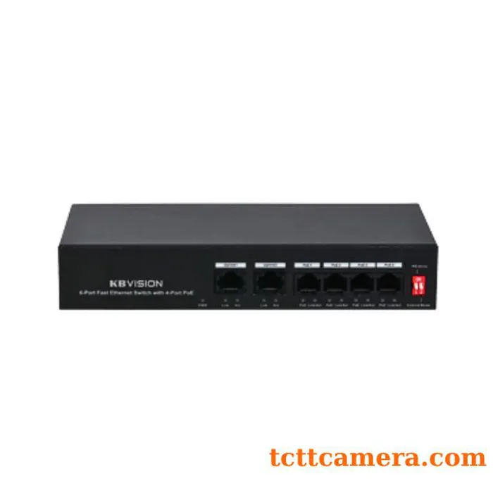 Switch PoE 4 port (Hỗ trợ 2 cổng mạng uplink) Kbvision KX-ASW04-P2