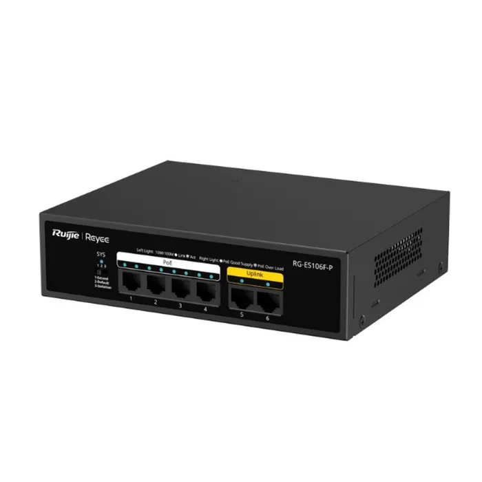 Unmanaged Switch 4 Cổng PoE/PoE+ Ruijie RG-ES106F-P