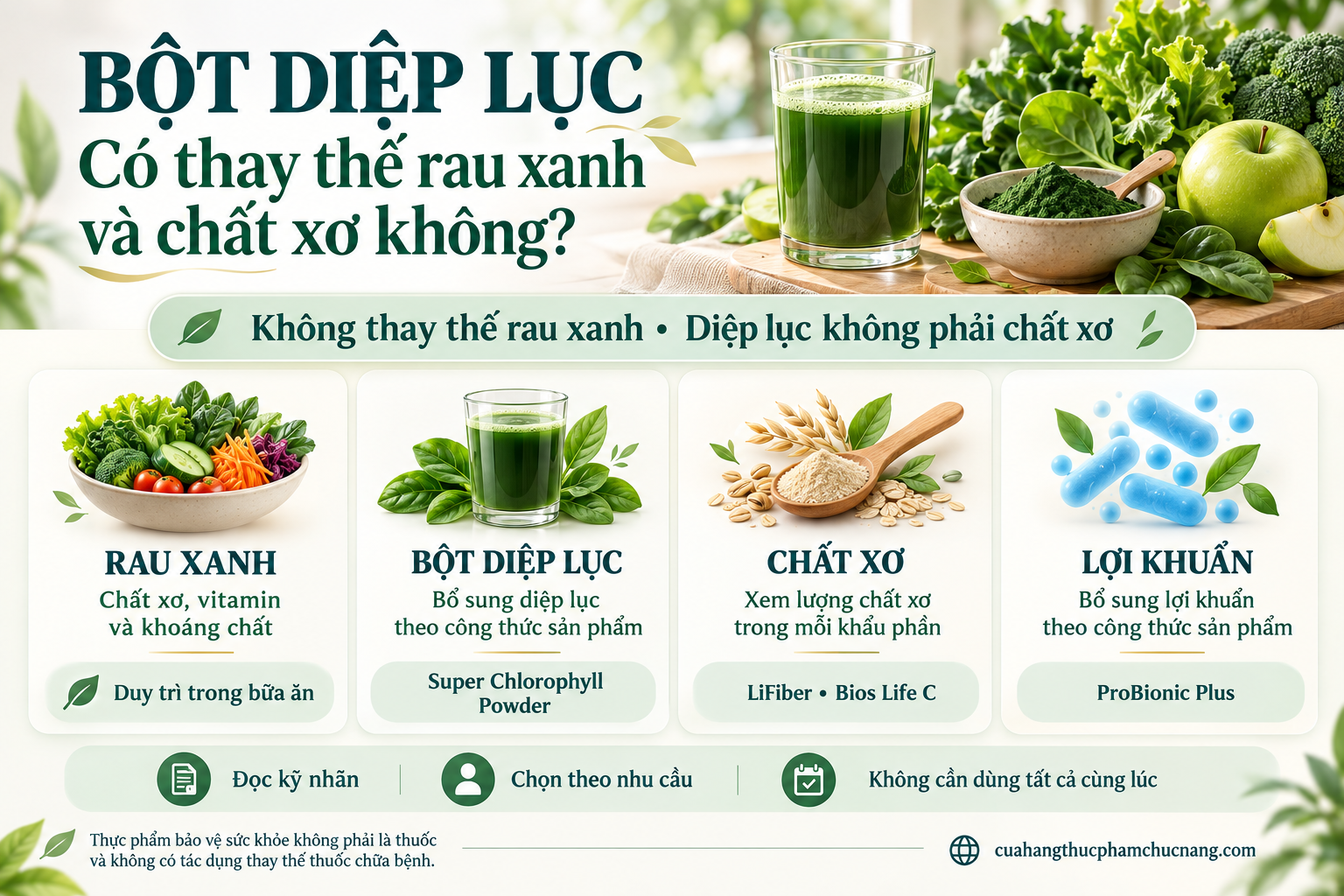 Bột diệp lục có thay thế rau xanh và chất xơ không?