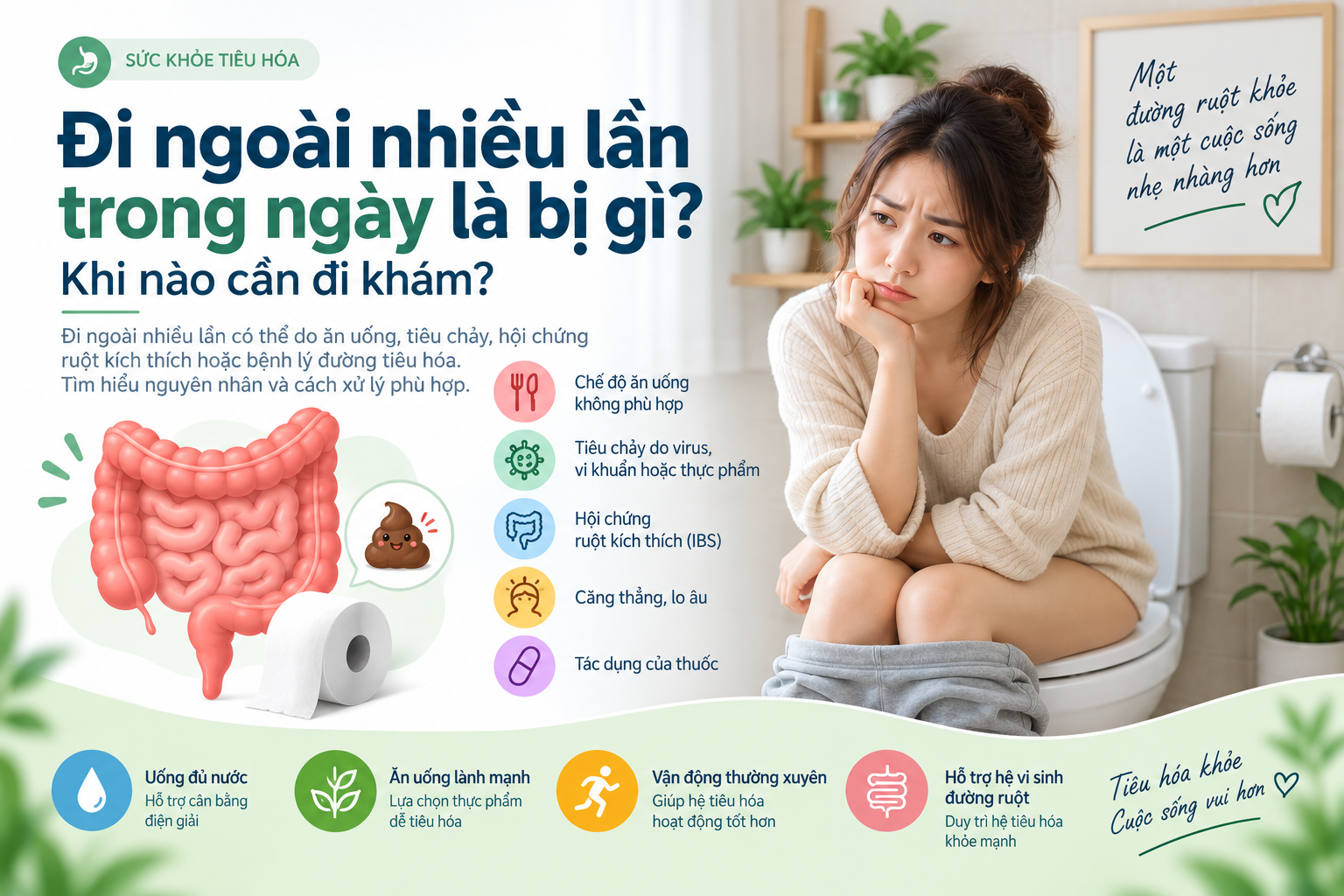Đi ngoài nhiều lần trong ngày là bị gì? Khi nào cần đi khám?