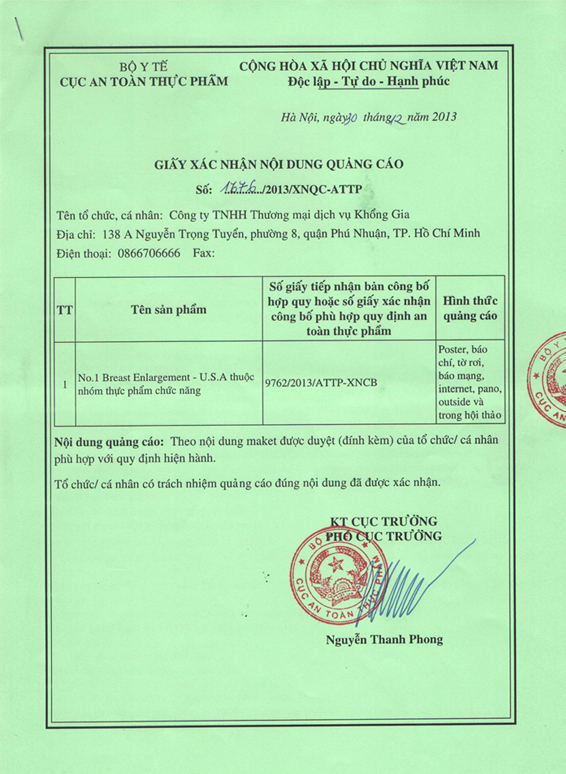 Nội dung quảng cáo No. 1 Breast Enlargement USA