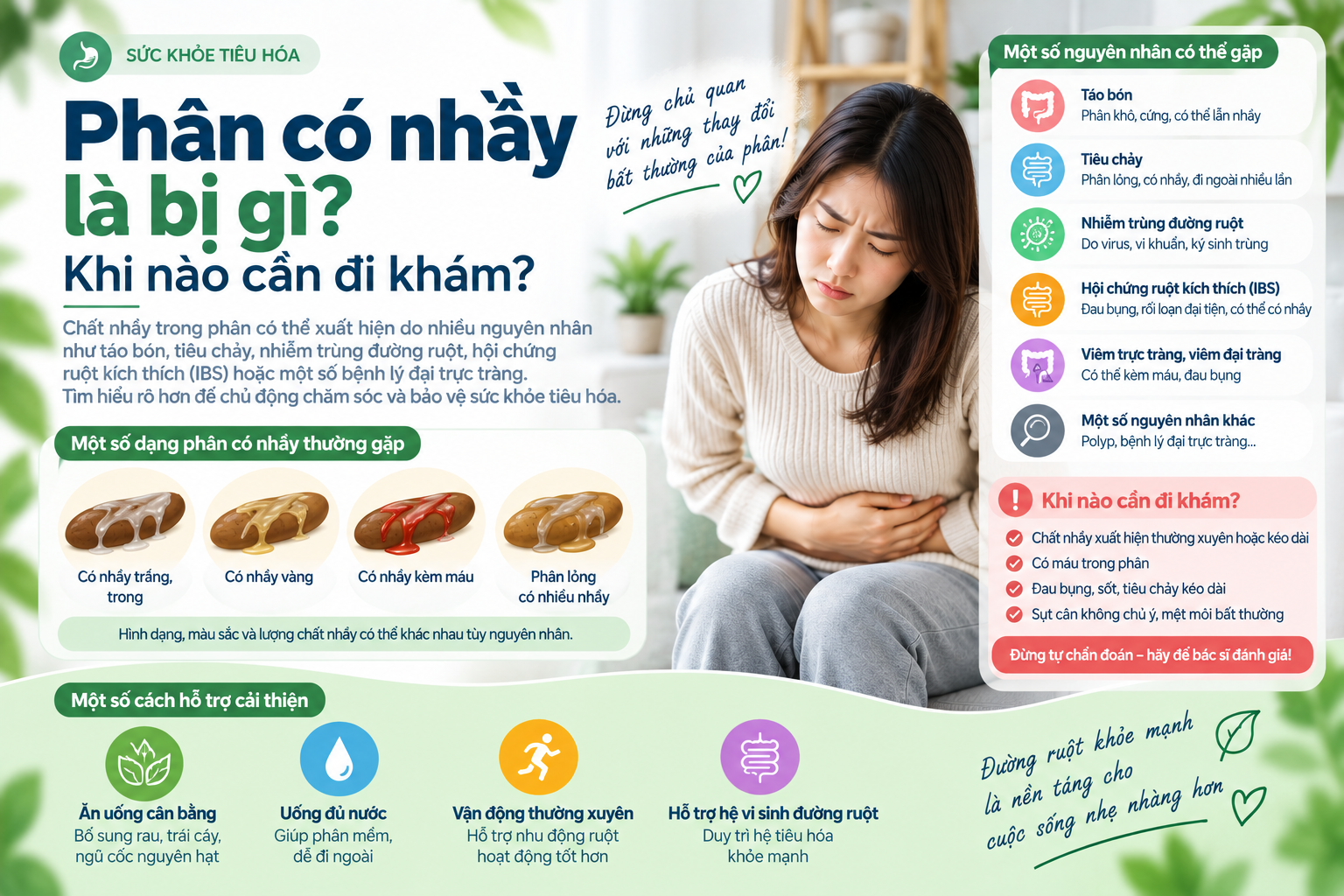 Phân có nhầy là bị gì? Khi nào cần đi khám?