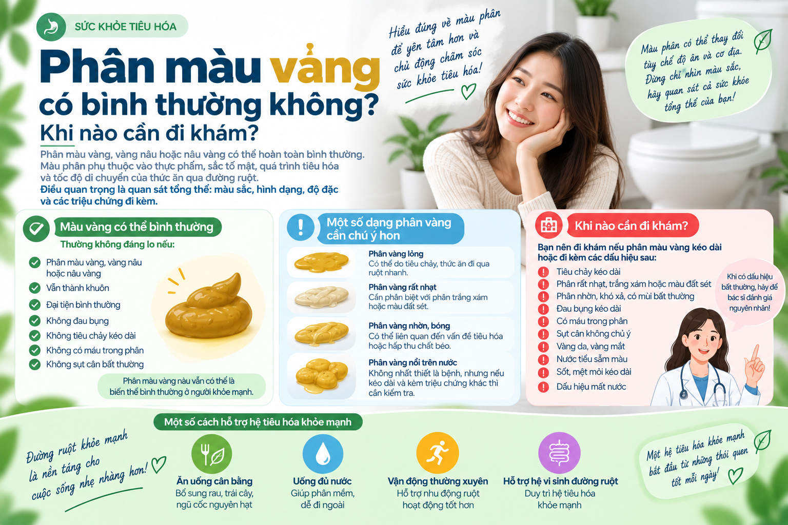 Phân màu vàng có bình thường không? Khi nào cần đi khám?