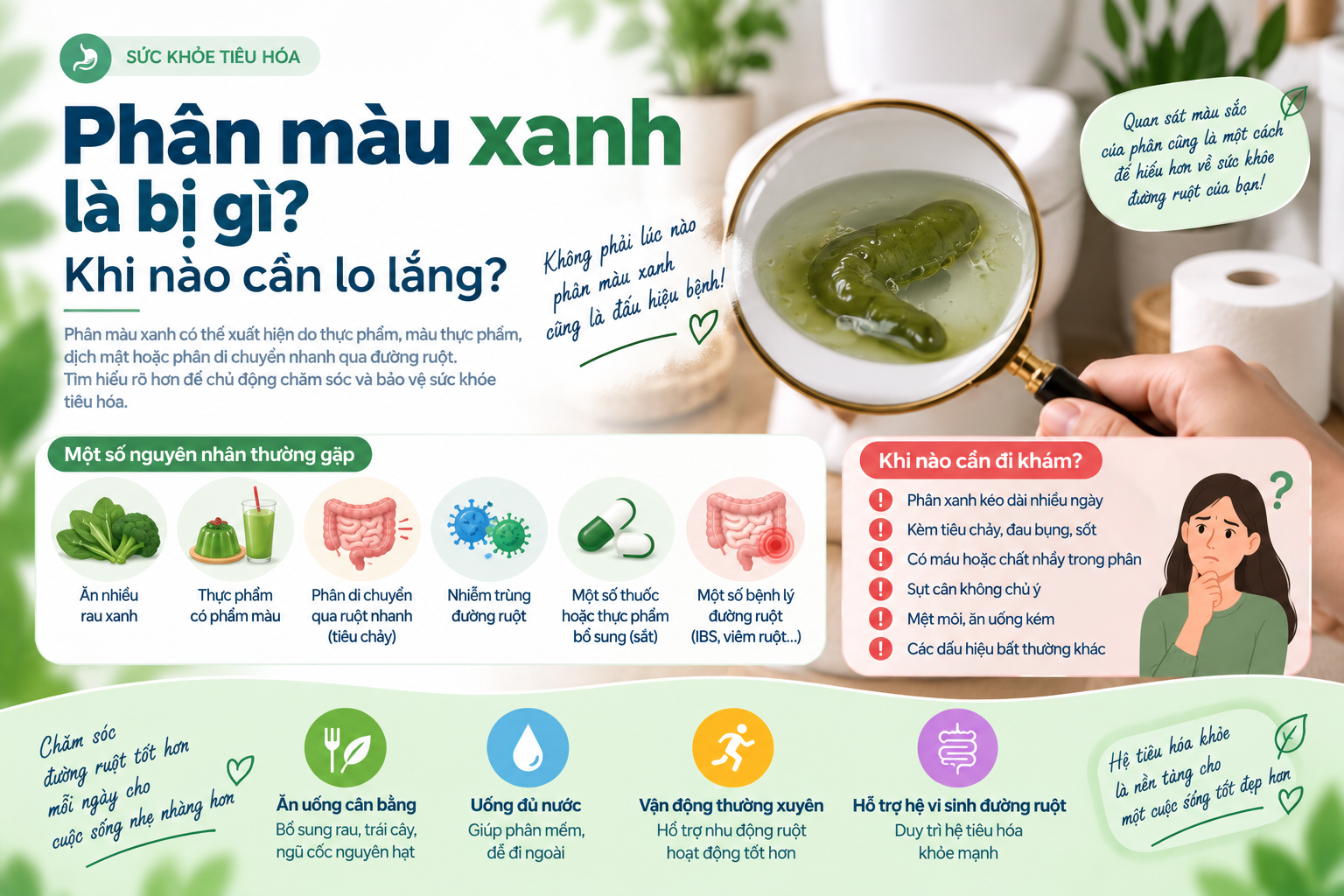 Phân màu xanh là bị gì? Khi nào cần lo lắng?