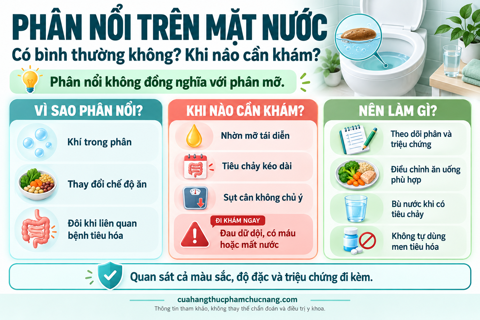 Phân nổi trên mặt nước là bị gì? Khi nào cần khám?