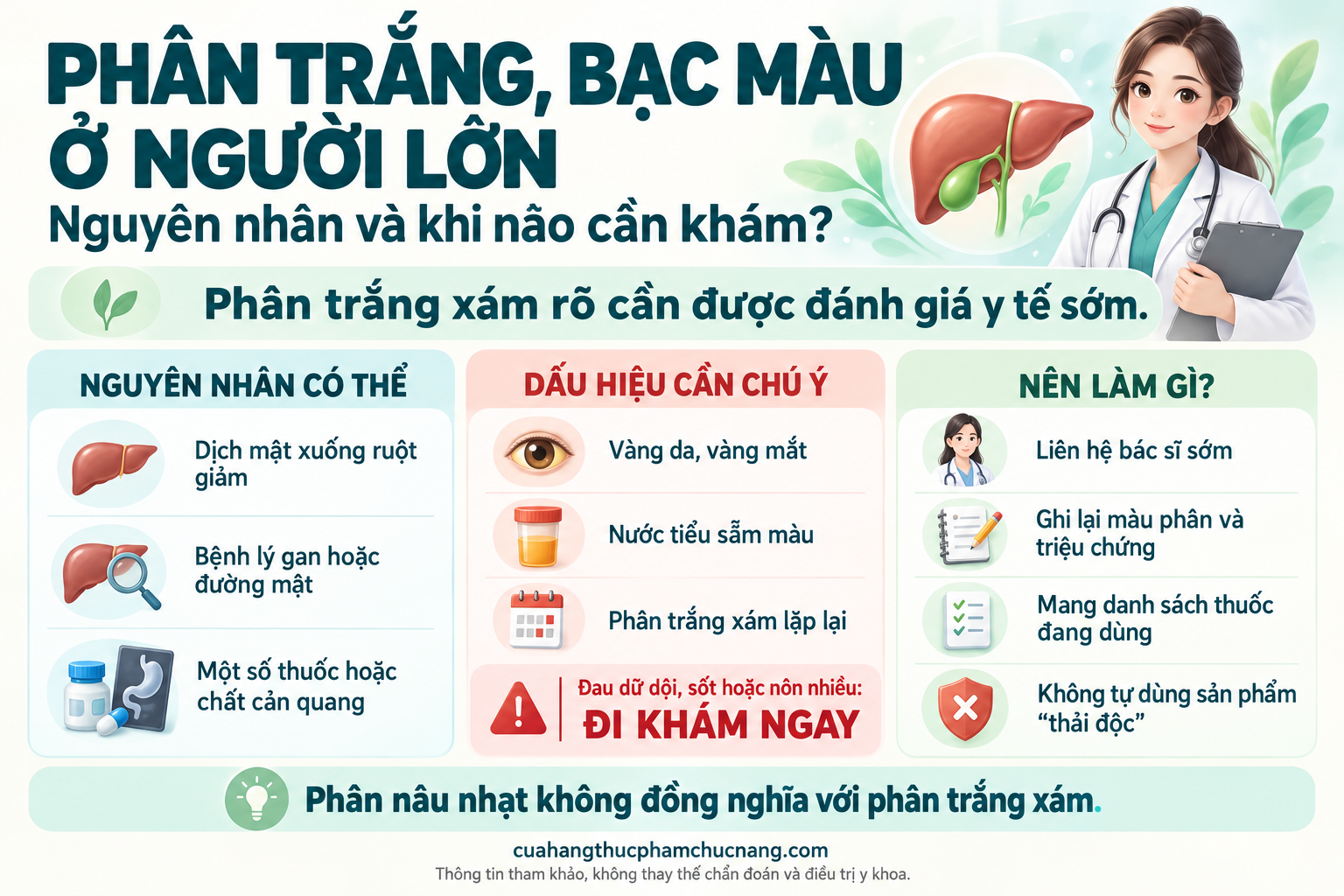 Phân trắng, bạc màu ở người lớn: Khi nào cần khám?