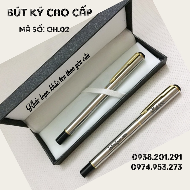 Bút ký khắc tên cao cấp màu trắng đen phối cài vàng giá rẻ làm quà tặng Bút ký khắc tên cao cấp màu trắng đen phối cài vàng giá rẻ làm quà tặng