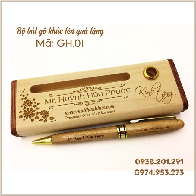 Bộ bút gỗ quà tặng khắc tên ý nghĩa lãng mạn tặng bạn gái ngày 20/10 Bộ bút gỗ quà tặng khắc tên ý nghĩa lãng mạn tặng bạn gái ngày 20/10