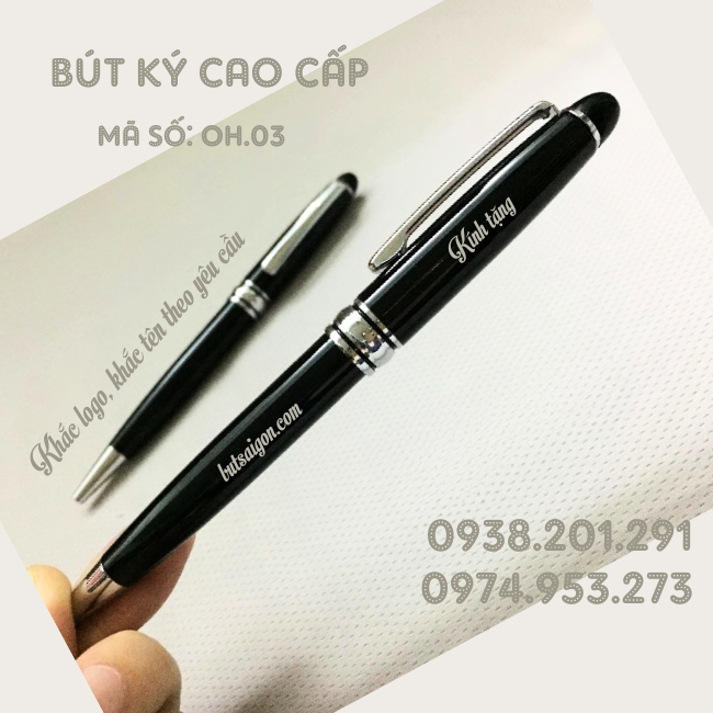 Bút ký kim loại màu đen khoen vàng khắc tên công ty làm quà tặng nhân viên khách hàng cuối năm Bút ký kim loại màu đen khoen vàng khắc tên công ty làm quà tặng nhân viên khách hàng cuối năm