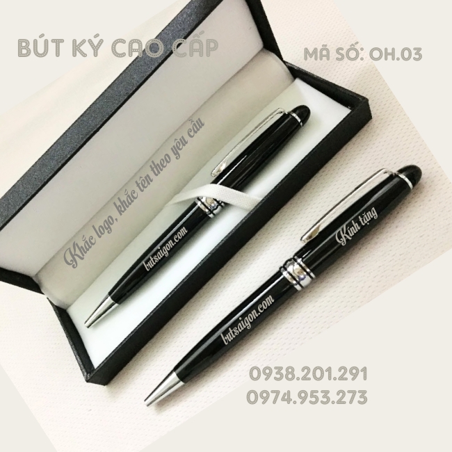 Bút ký kim loại màu đen khoen vàng khắc tên công ty làm quà tặng nhân viên khách hàng cuối năm Bút ký kim loại màu đen khoen vàng khắc tên công ty làm quà tặng nhân viên khách hàng cuối năm