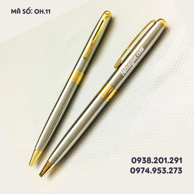 Bút ký tên đẹp trắng bạc cài vàng giá rẻ khắc tên làm quà tặng Bút ký tên đẹp trắng bạc cài vàng giá rẻ khắc tên làm quà tặng