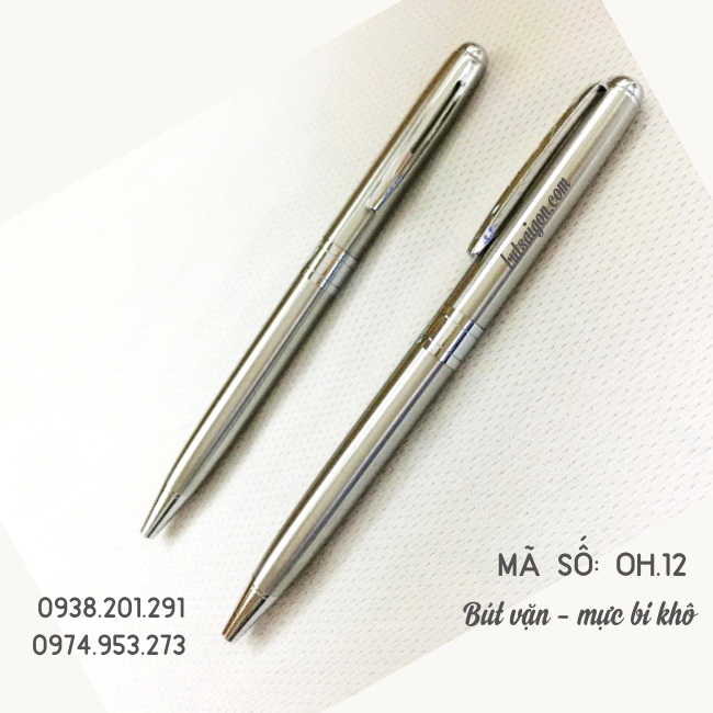 Bút ký tên màu trắng bạc cài bạc khắc tên giá rẻ tphcm