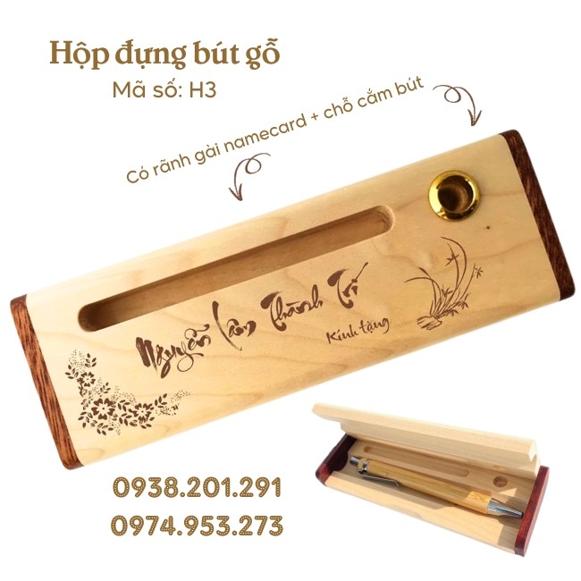 Bút gỗ hộp gỗ khắc tên và logo theo yêu cầu làm quà tặng khách hàng đối tác giá rẻ tphcm Bút gỗ hộp gỗ khắc tên và logo theo yêu cầu làm quà tặng khách hàng đối tác giá rẻ tphcm