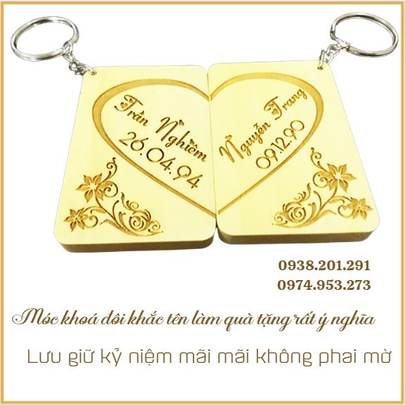Móc khoá đôi khắc tên là món quà kỉ niệm tình yêu rất ý nghĩa Móc khoá đôi khắc tên là món quà kỉ niệm tình yêu rất ý nghĩa
