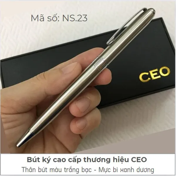 Bút Ký Cao Cấp Trắng Bạc Xoay NS.23