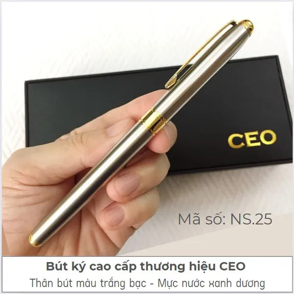 Bút Ký Cao Cấp Trắng Bạc Nắp NS.25