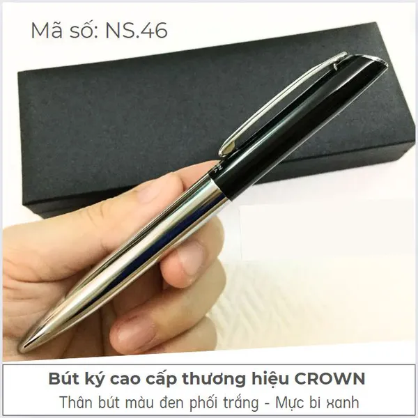 Bút Ký Cao Cấp Hàn Quốc Crown Màu Đen trắng NS.46