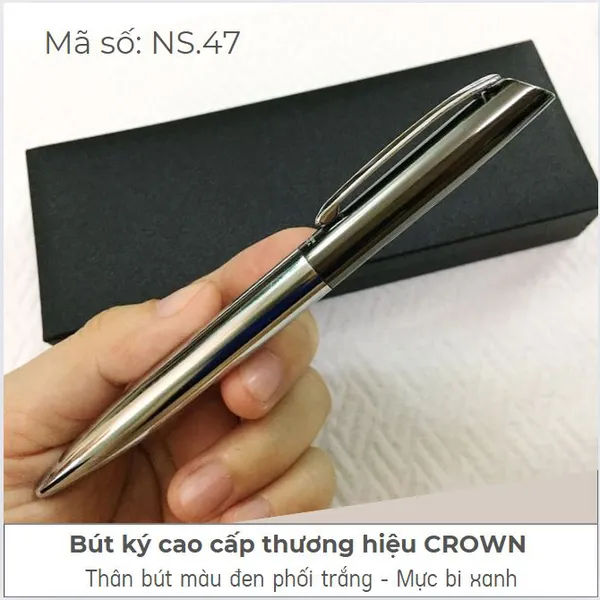 Bút Ký Cao Cấp Hàn Quốc Crown Màu Xám trắng NS.47